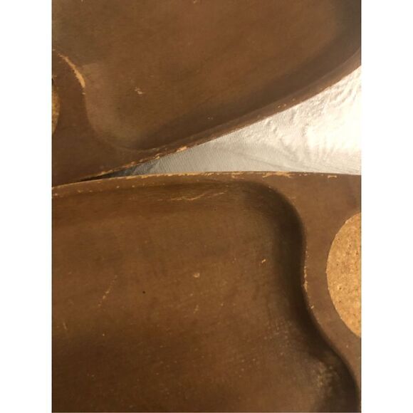 5/$25 SALE Vintage Set of Two (2) MCM Wooden Snack Triangular Tray Made in Japan - Picture 9 of 12